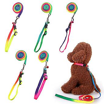 Dog Collars Adjustable Heavy Duty Rainbow Color Colorful Dog Leash Lead