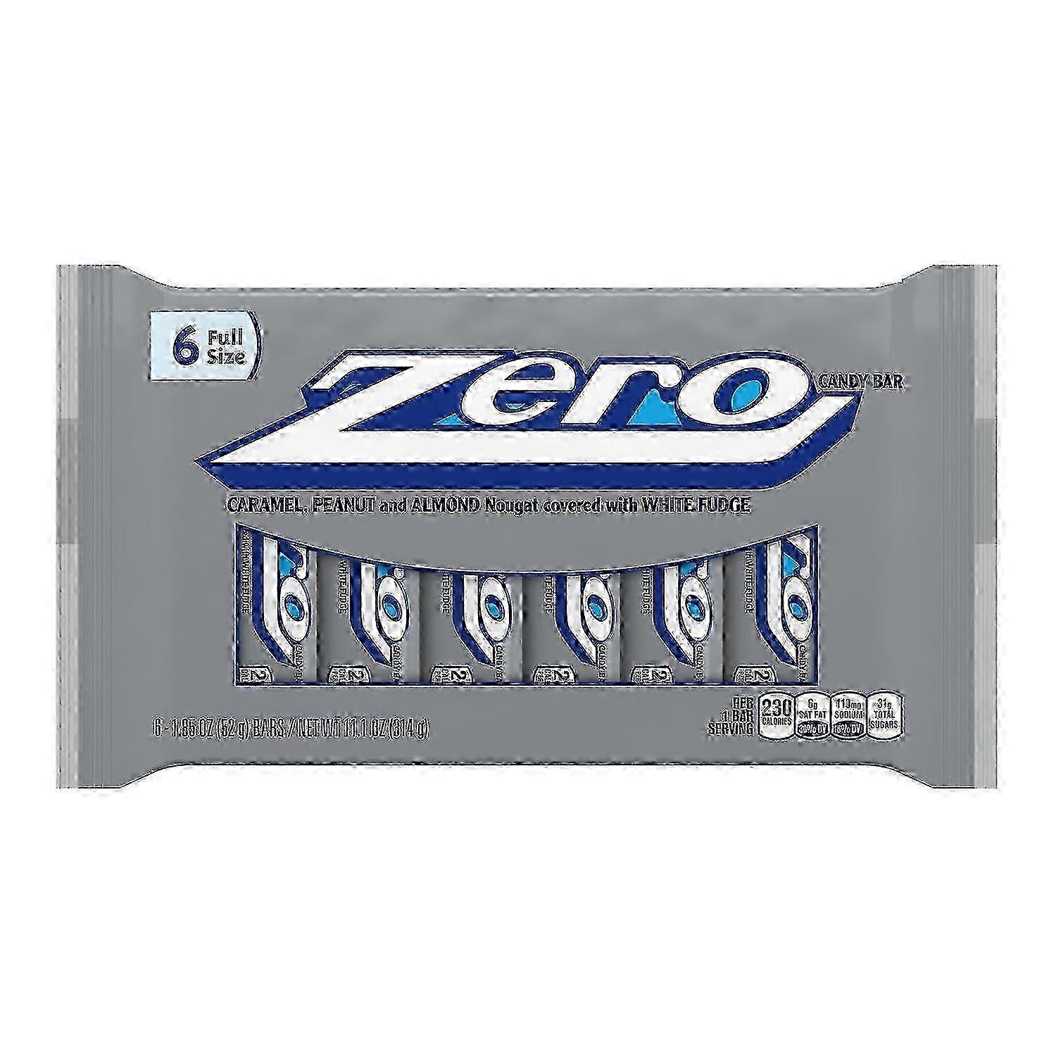 Hershey's Zero Peanut & Almond Nougat White Fudge Caramel Candy Bars, 6 Ea