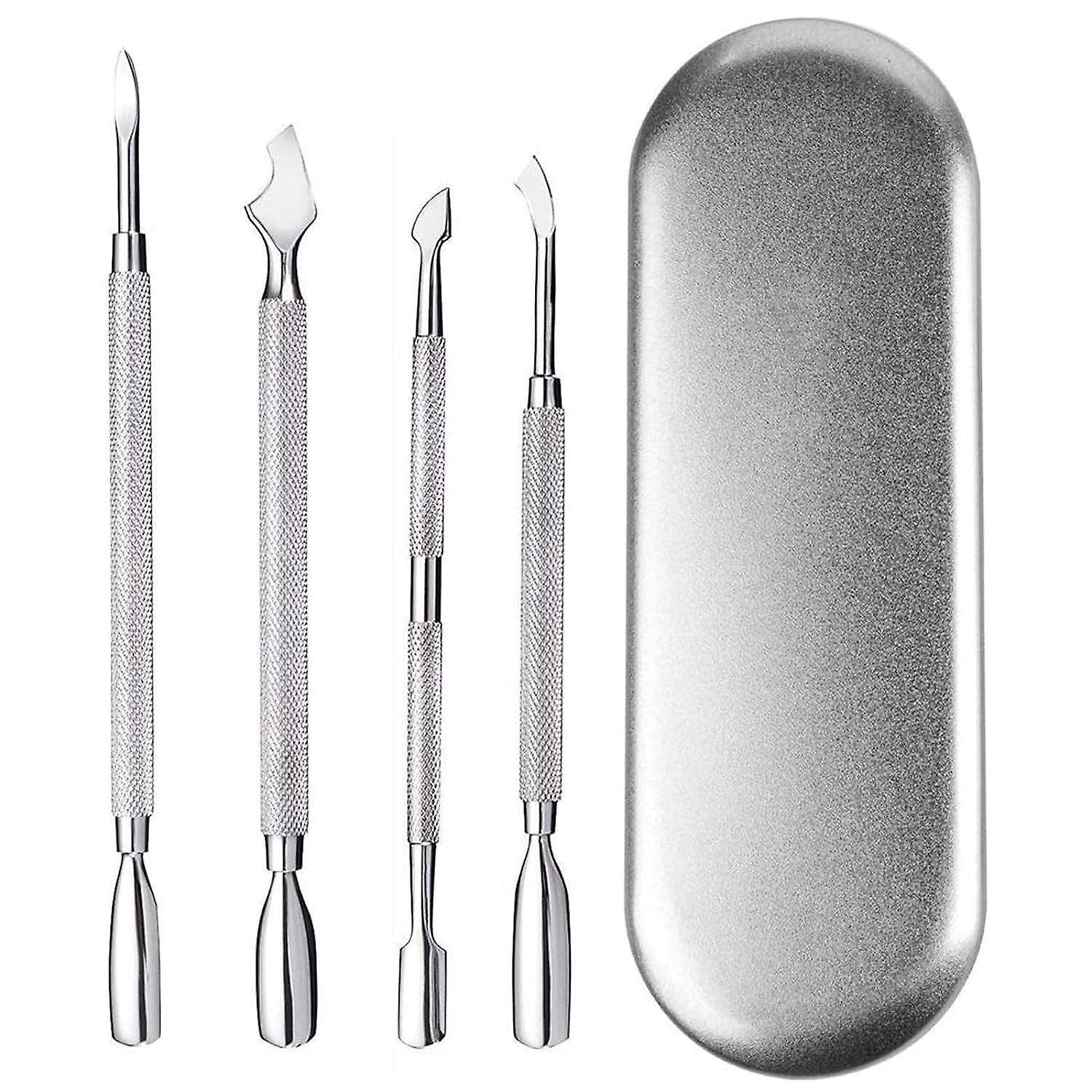 キューティクルプッシャー死角除去ツールダブルエンドマニキュアペディキュアツール4in1ネイルトゥネイルジェルP