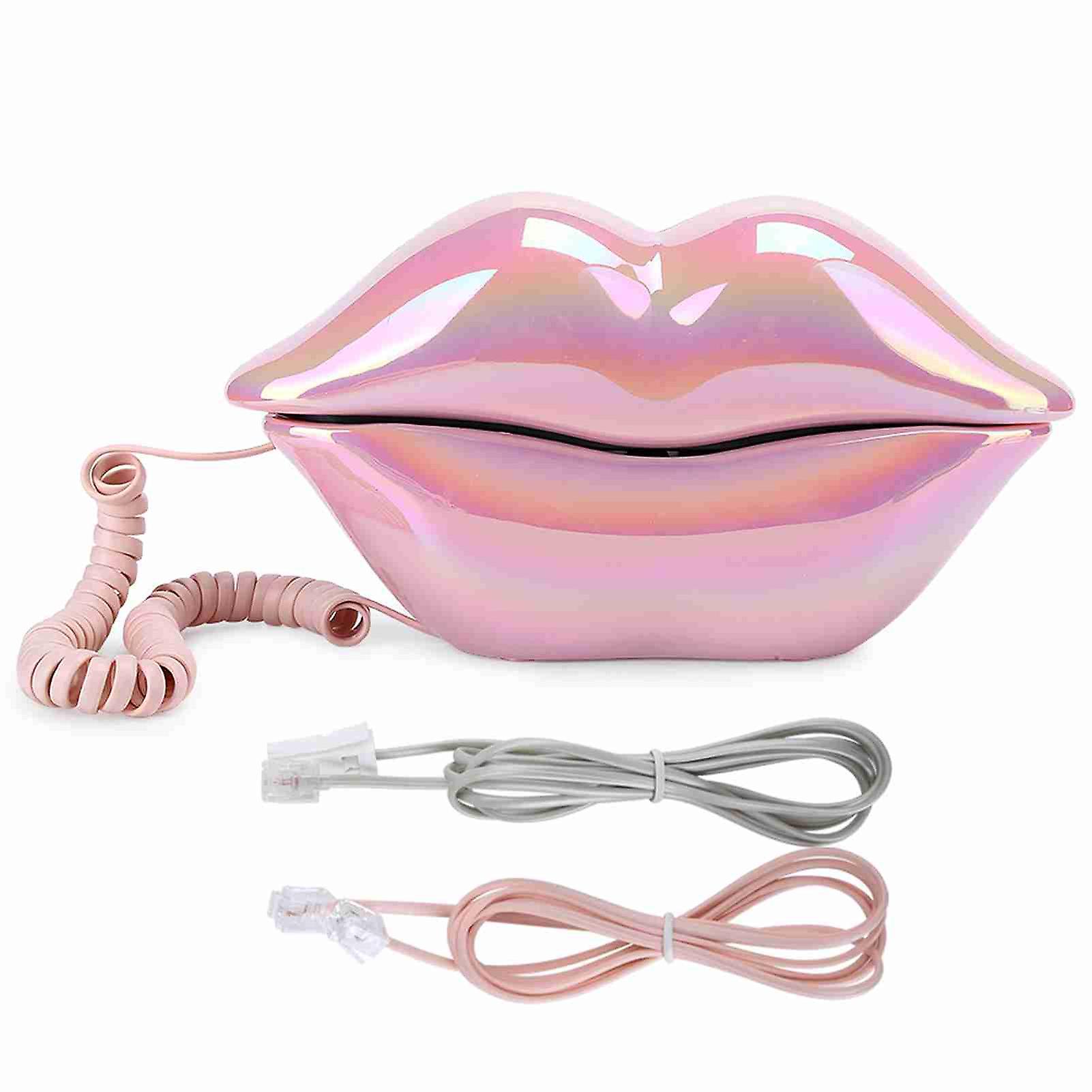 Electroplating Pink Lip-Shaped Telephone WX-3016 with Fashionable Number Storage Function Retro Design