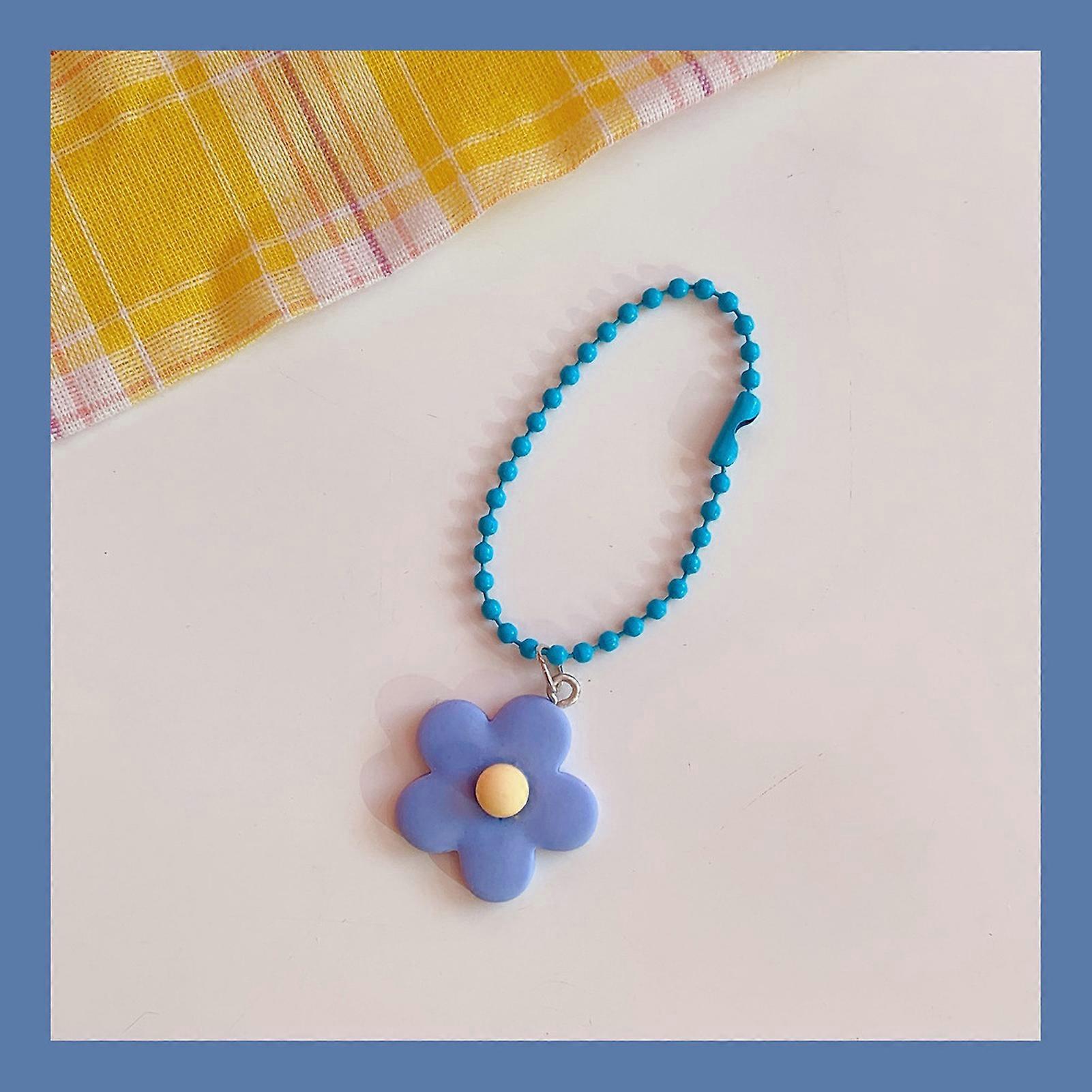 Cute Color Flower Pendant Portable Plastic Decorative Hanging Chain for Keychain Coin PurseBlue