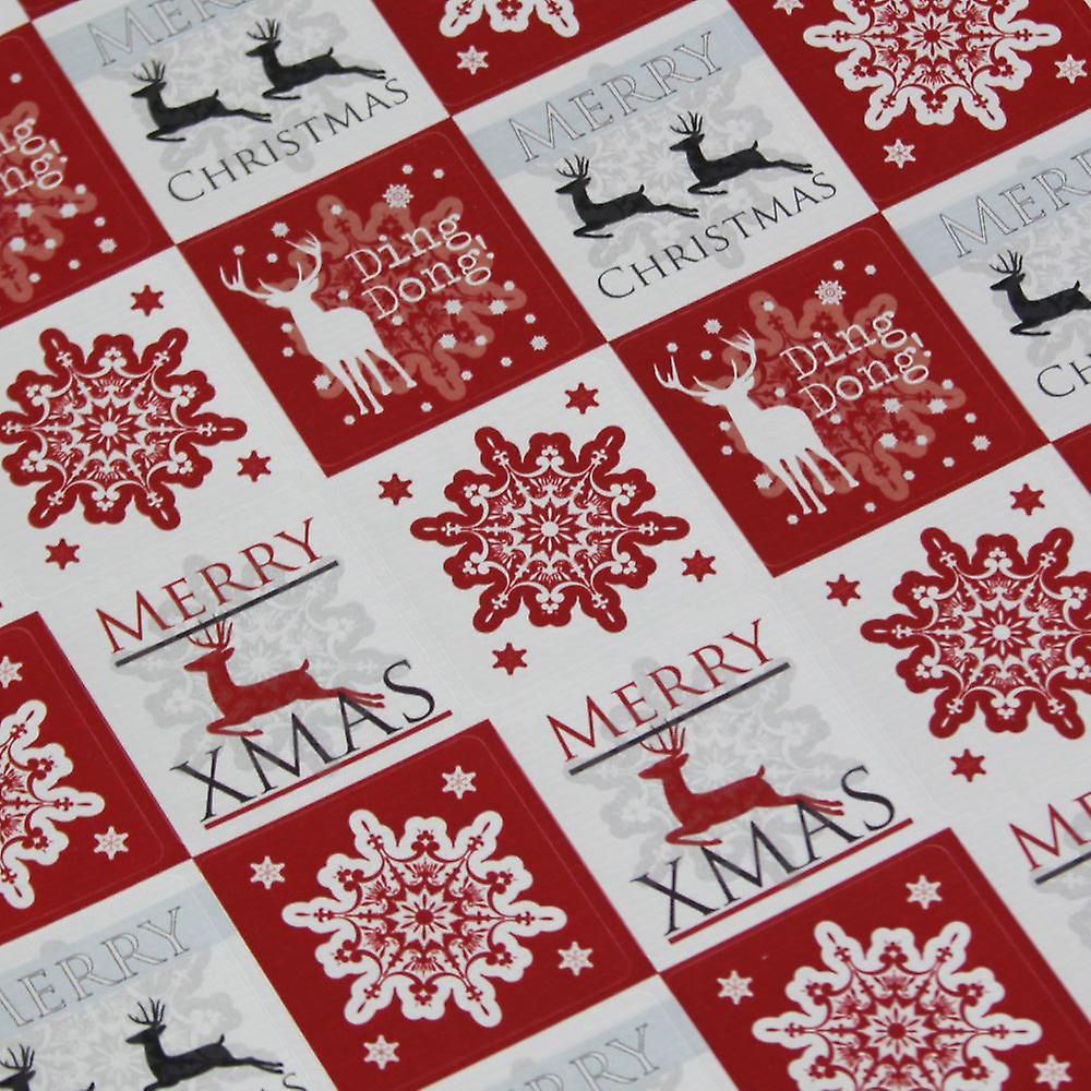 Christmas Stickers - Snowflake and Reindeer Red x 35 Xmas