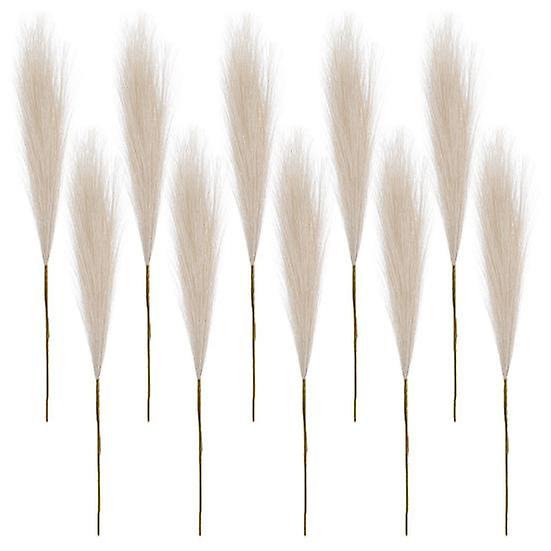 10Pcs Faux Pampas Grass Decor Flower Arrangement Art Vase Filler Artificial Pompous Grass Wedding Party Scene Arrangement Boho Style Home Decoration