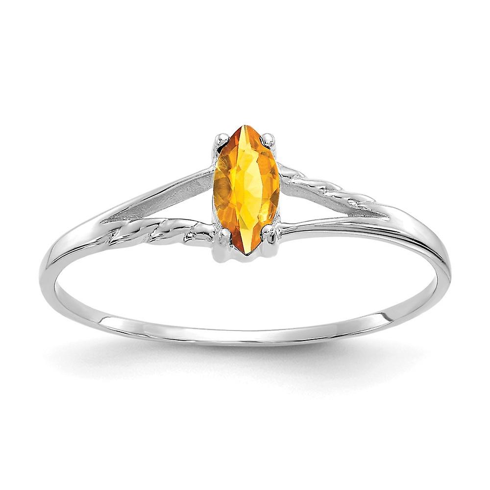 10k White Gold Polished Marquise Prong set Citrine Ring Size 6 Band Style-Ring for Women
