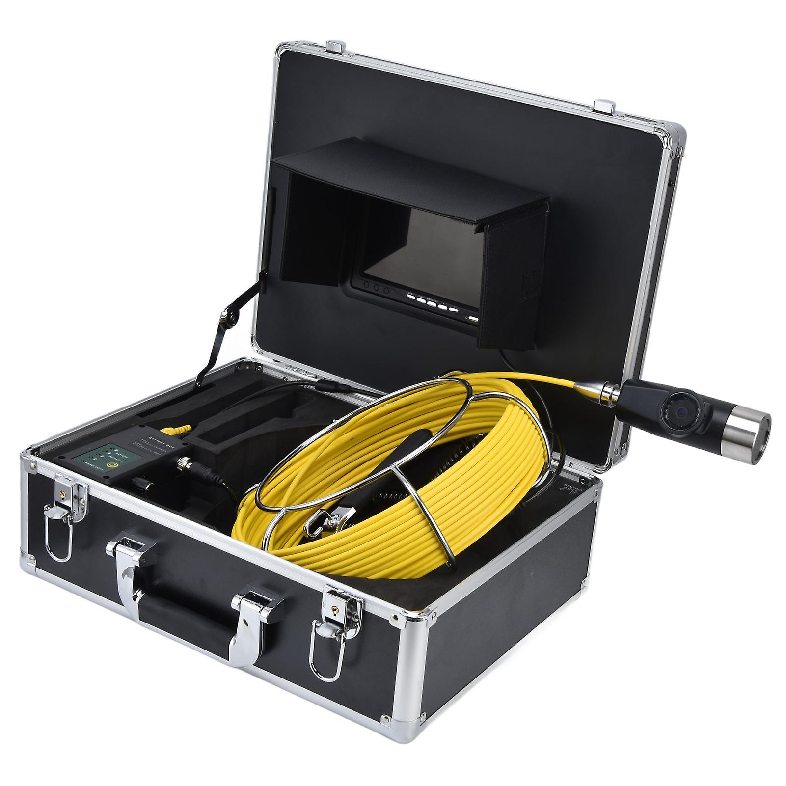 7in Pipeline Endoscope Water Pipe Video Endoscope 2 Lens Inspection Camera Waterproof Borescope 100‑240VAU Plug 30m / 98.4ft
