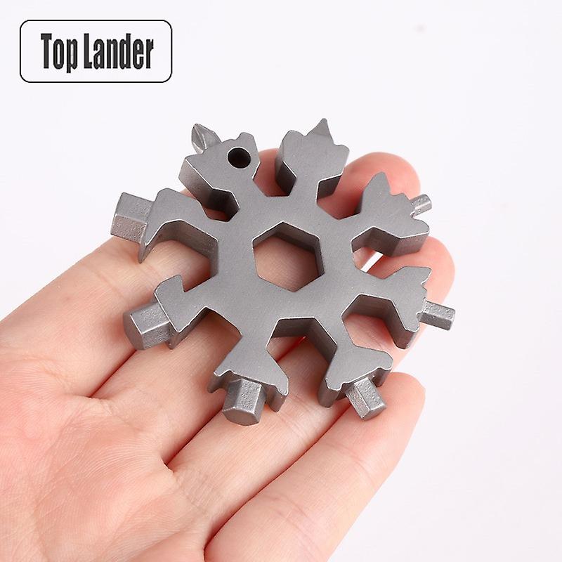 18 en 1 Snowflake Multi Pocket Tool Outdoor Edc Survival Gear Bushcraft Mini Snowflakes Multitool Keychain Acero inoxidable