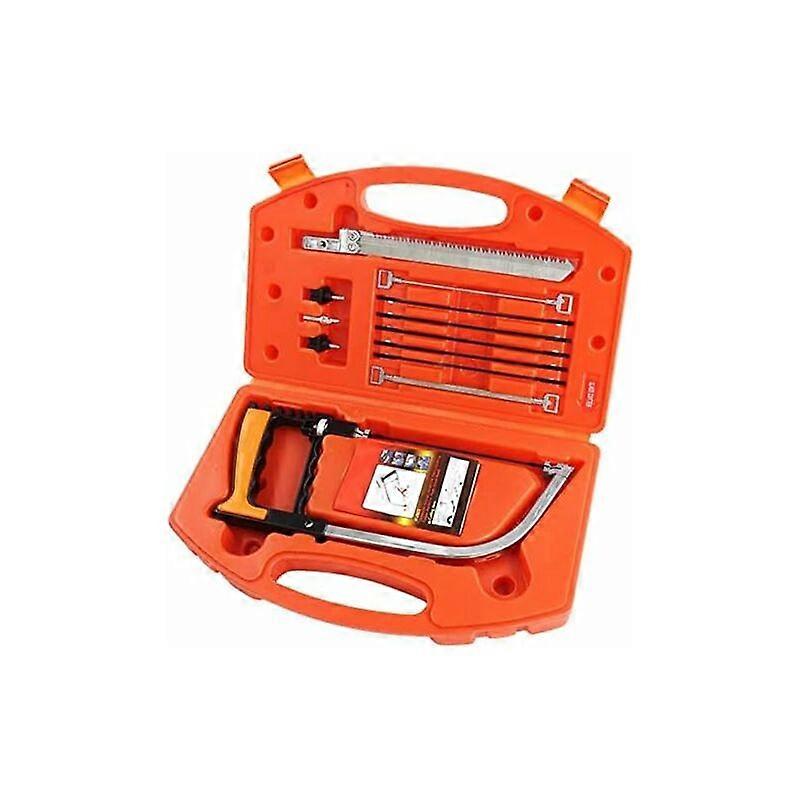 Mini Wood Hand Saw Set, with 8 HSS Various Handsaw Blades, Adjustable Frame, Small Universal Manual Hacksaw for Wood/Glass/Metal/PVC/Tile with Carryin