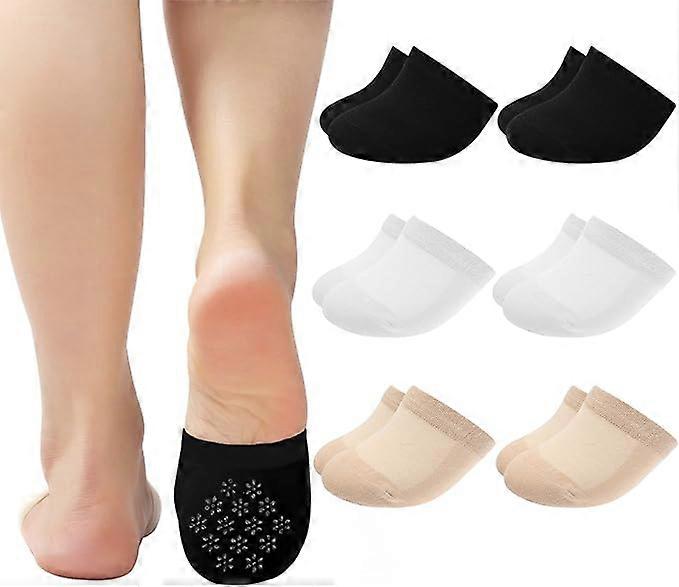 Toe Topper Socks No Show Liner Half Socks for Women Seamless Grip Non Slip Socks Hidden Toe Covers Socks for Mule 6 Pairs