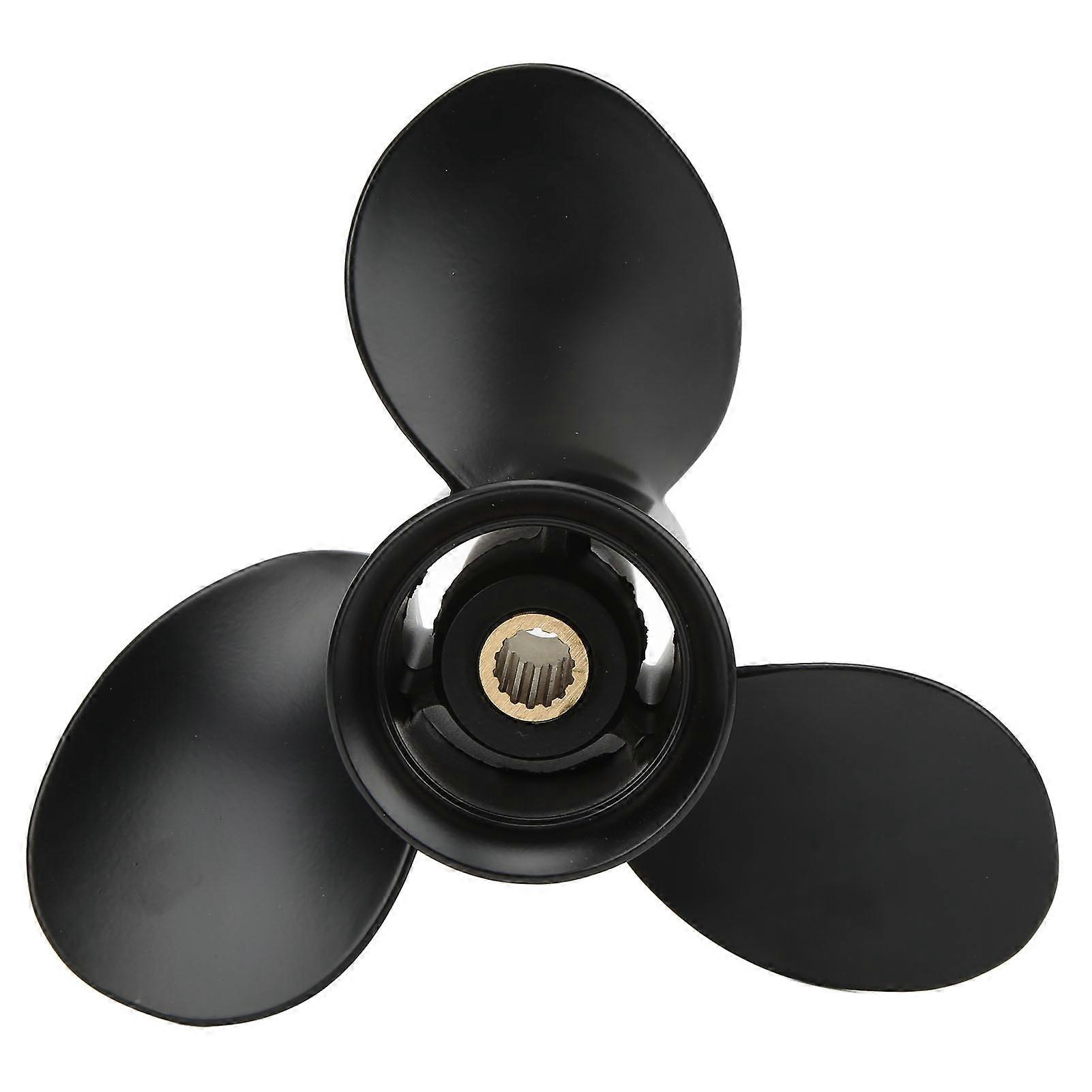 Boat Motor Propeller 3 Blades 14 Spline Teeth Right Rotation Aluminum Alloy for 9.920HP Outboard Engines E2U611