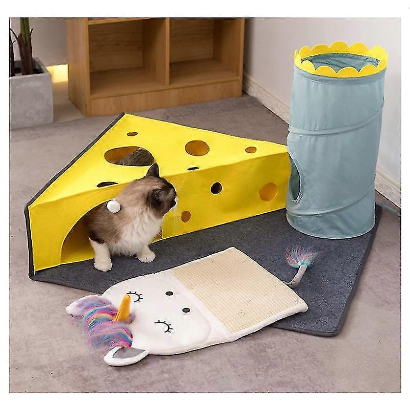 GYFDYM Cat Tunnel For Indoor Cats Kittens, Interactive Cat Toy 100 * 70 * 50cm Playing Mat Cat Furniture With Sisal Scratching Pad Non-slip Bottom