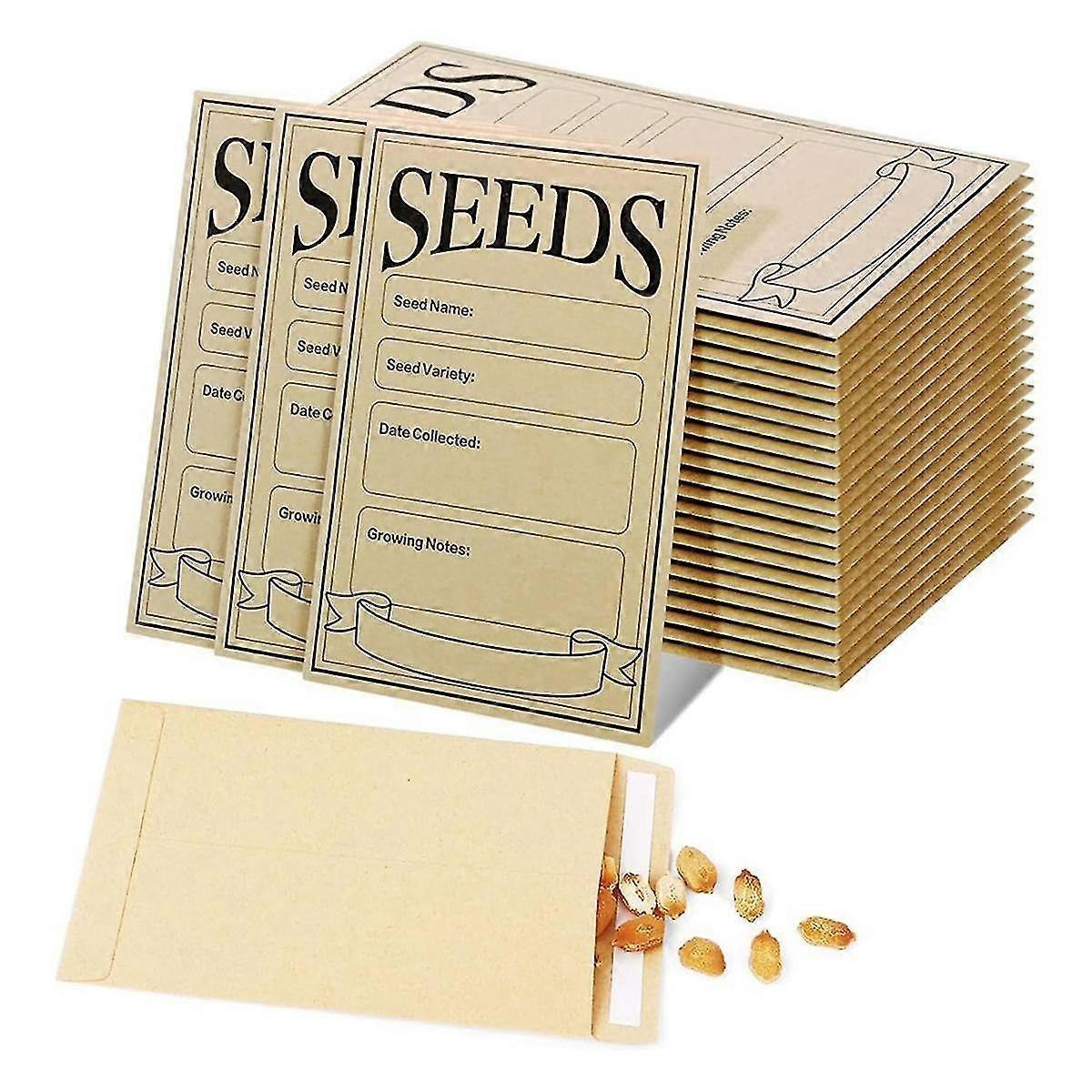 100PCS Seed Packets Envelopes: Self Sealing Kraft Small Seed Envelopes for Seed Storage Resealable