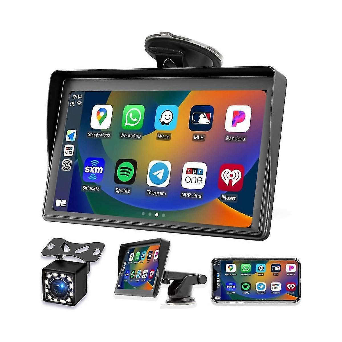 Tragbares Armaturenbrett-Mount-Carplay-Display 7-Zoll-Touchscreen, GPS-Navigation, Bluetooth-Autoradio, Bac