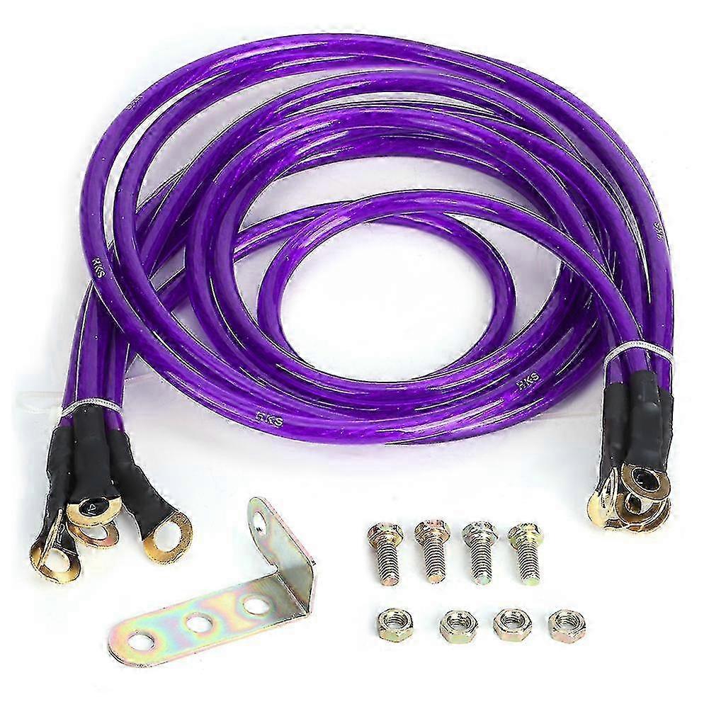 Universal 5-Point Car Grounding Wire Strengthened Ground Cable System Kit ModificationRed