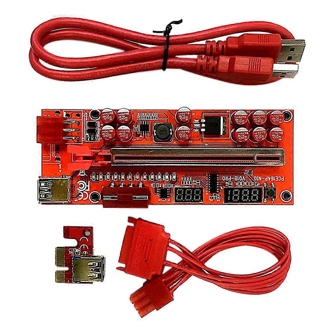 1 Pcs Ver018 Pro Pcie 1x To 16x Graphics Extension Cable Riser Card With Led Temperature/voltage Di