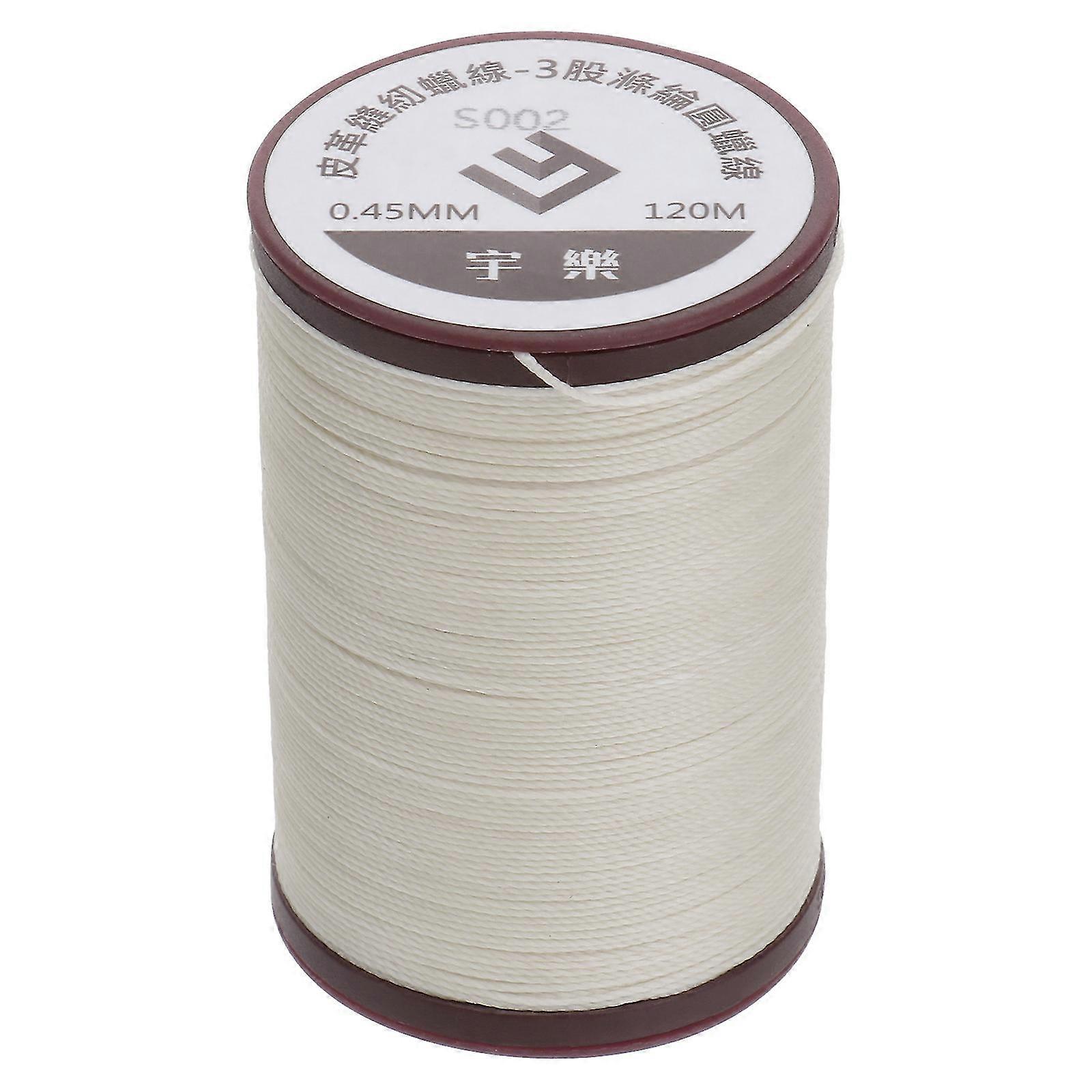 1pc 0.45mm Round Waxed Thread Leather Sewing Thread Hand Stitching Thread For Craft Diy (beige)