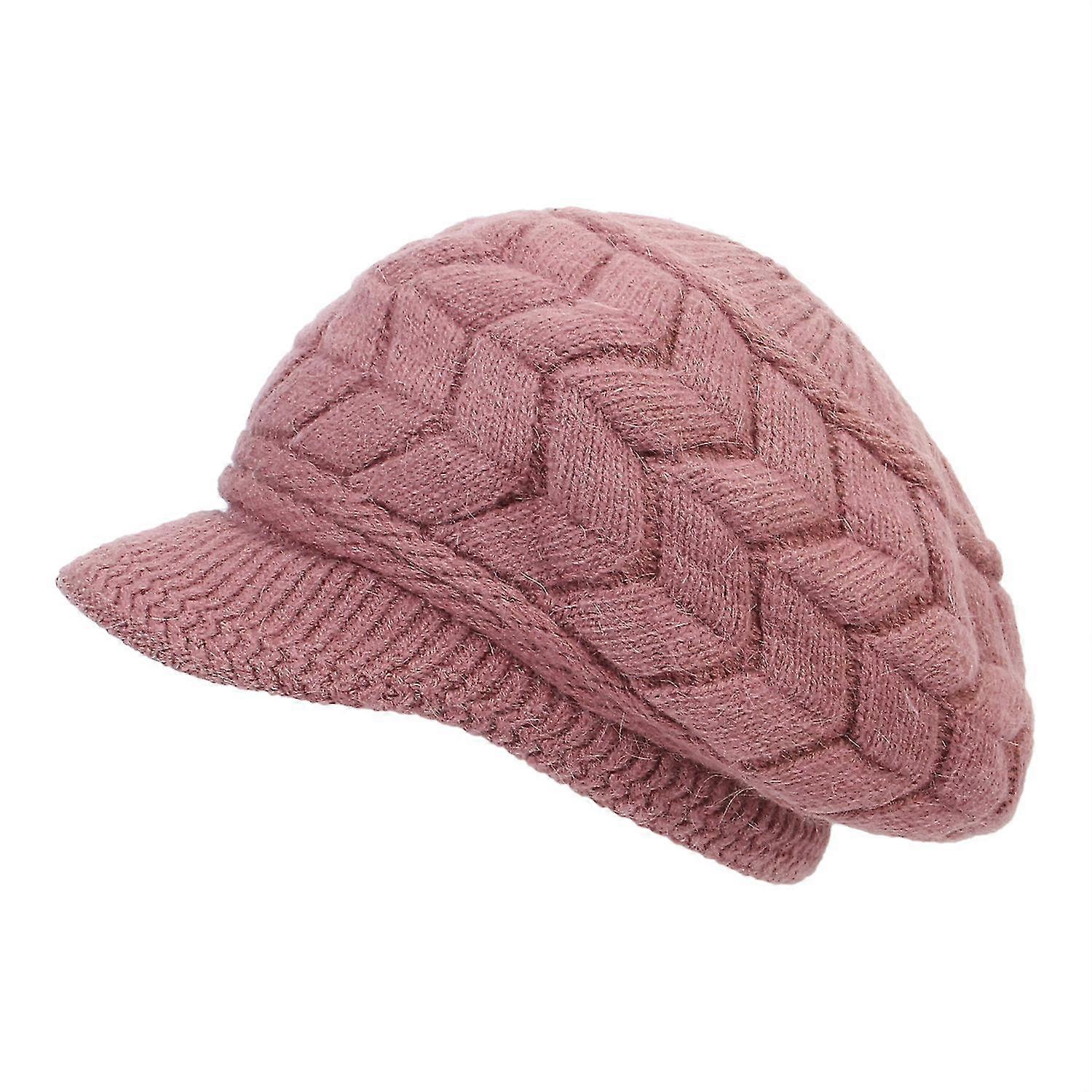 Women Winter Warm Knit Hat Wool Snow Ski Caps With Visor