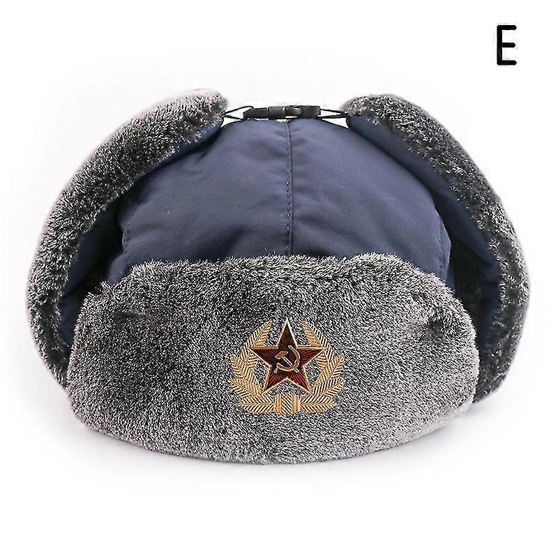 Chapéu de caçador russo com emblema soviético peles falsas Ushanka Flaps Chapéu de inverno água e vento à prova de uso de Oudoor