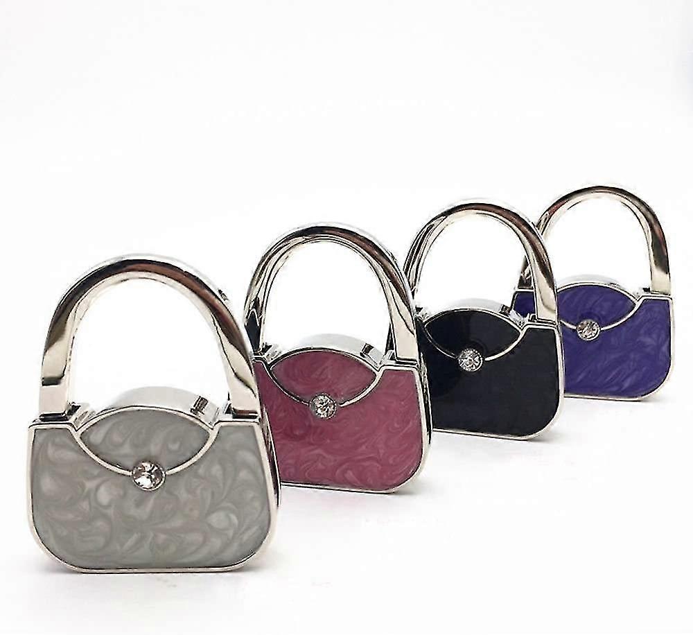 Handbag Shape Design Metal Foldable Purse Bag Hook Table Hanger,set Of 4
