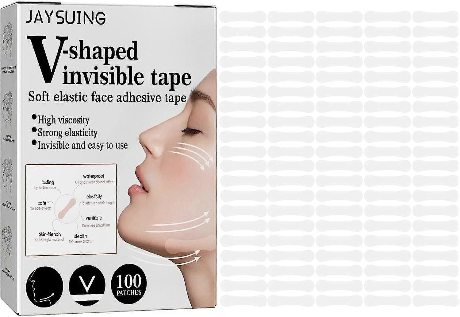 V Shaped Invisible Tape Face Lift Tape Invisible Ultra Thin High Elasticity Sweatproof Instant Face Lifting Tape for Makeup Wrinkles Saggy Skin Double