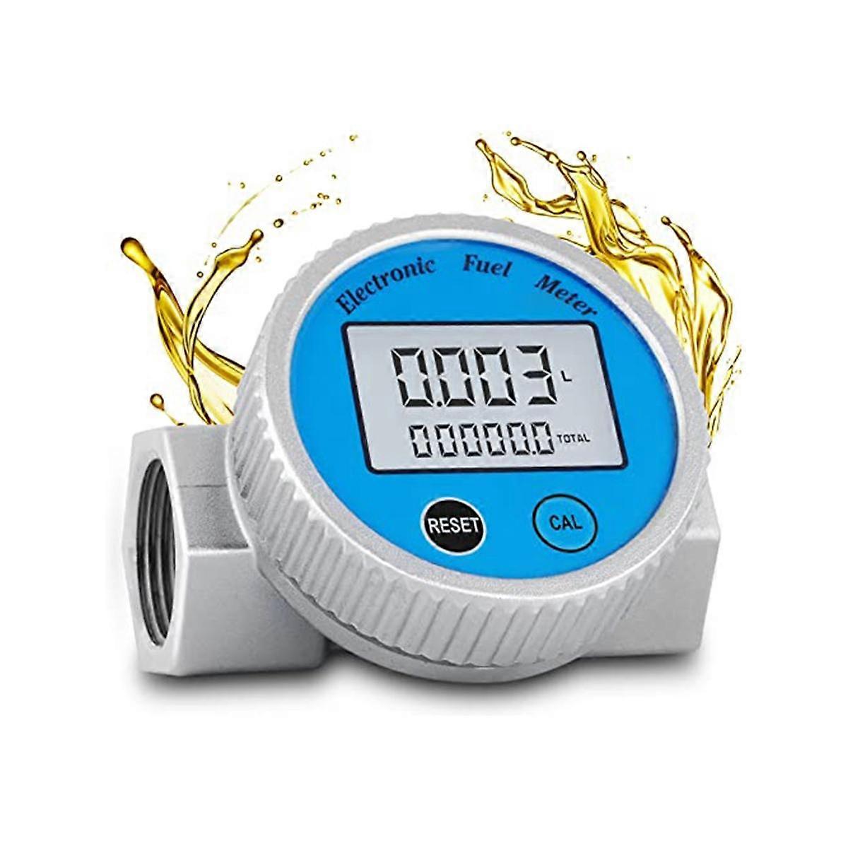 Turbine Flow Meter Waterproof Digital Fuel Flowmeter 2.37-26.41GPM DieselFuel MethanolKerosene Oil