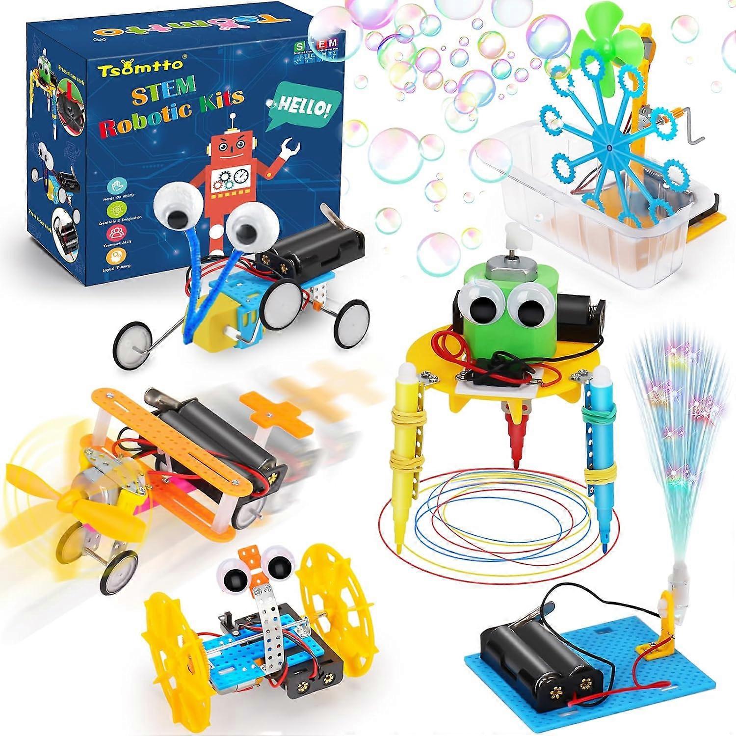 STEM Robotics Kit 6 Set Science Experiments Project Activities for Kids 6-8 8-12 Engineering Building Toy Electronic Motor Robot Craft for Boy 5 6 7 8