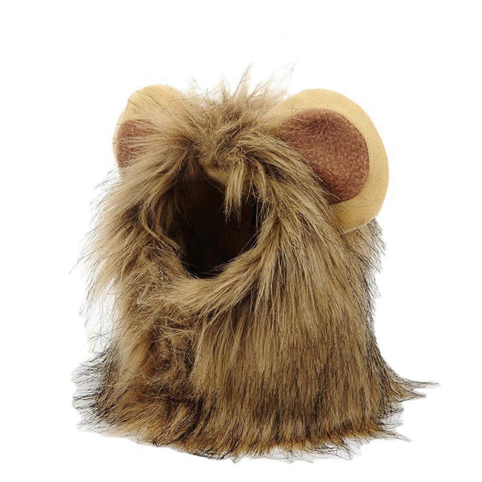 Funny Lion-Shape Manes Hood for Cat Soft Fluffy Pet Cosplay Wig for Cat Small Dog