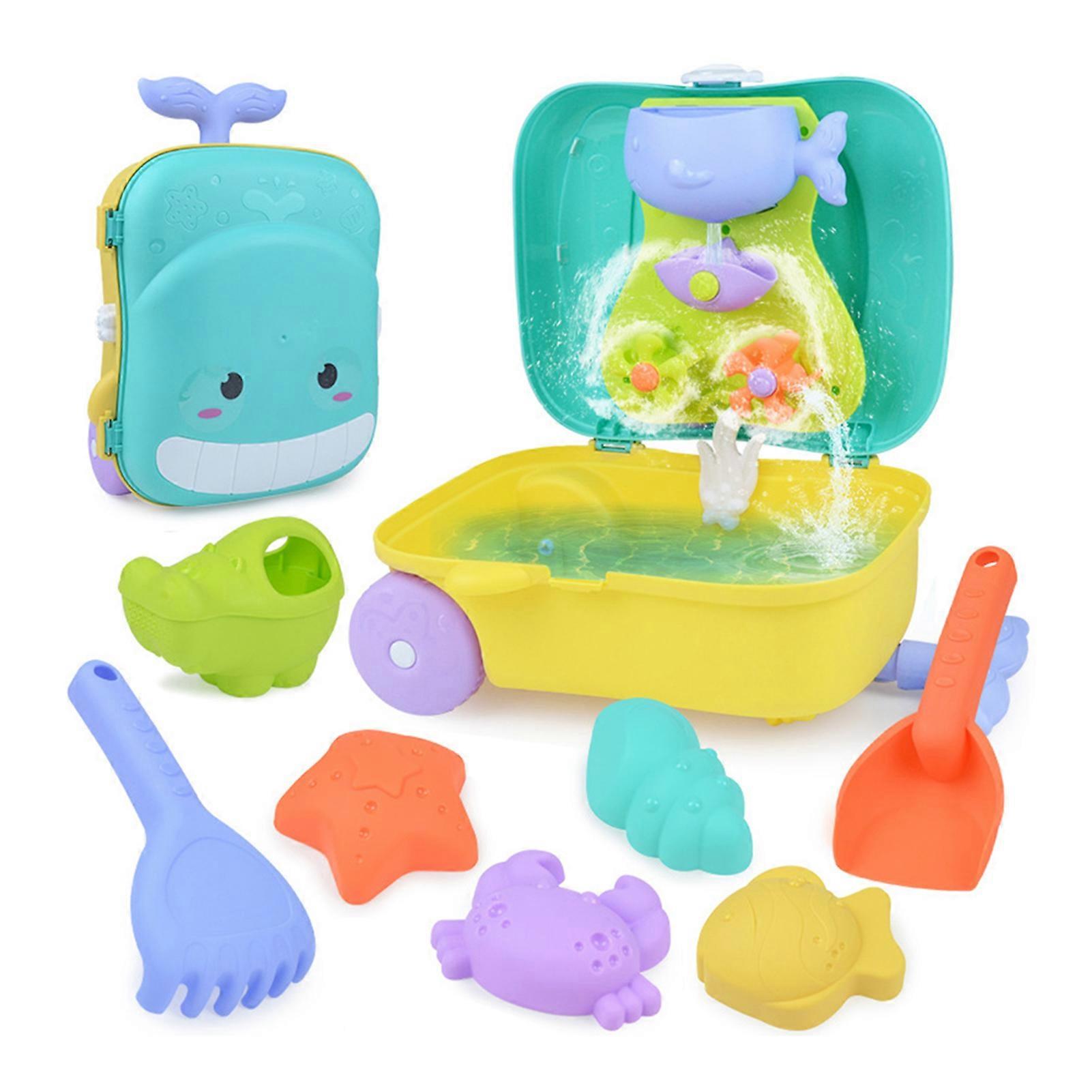 8PCS Beach Sand Toy Set with Storage Suitcase Water Toy Set for Children Kids
