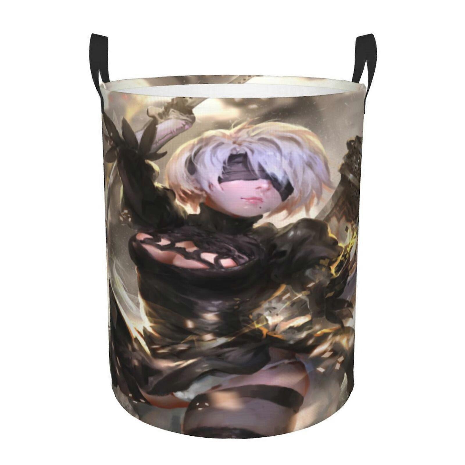 Nier Automata Wäschekorb, zusammenklappbarer Wäschekorb, Schmutzwäschekorb, wasserdichter Wäschekorb, faltbarer Waschkorb SYS26380