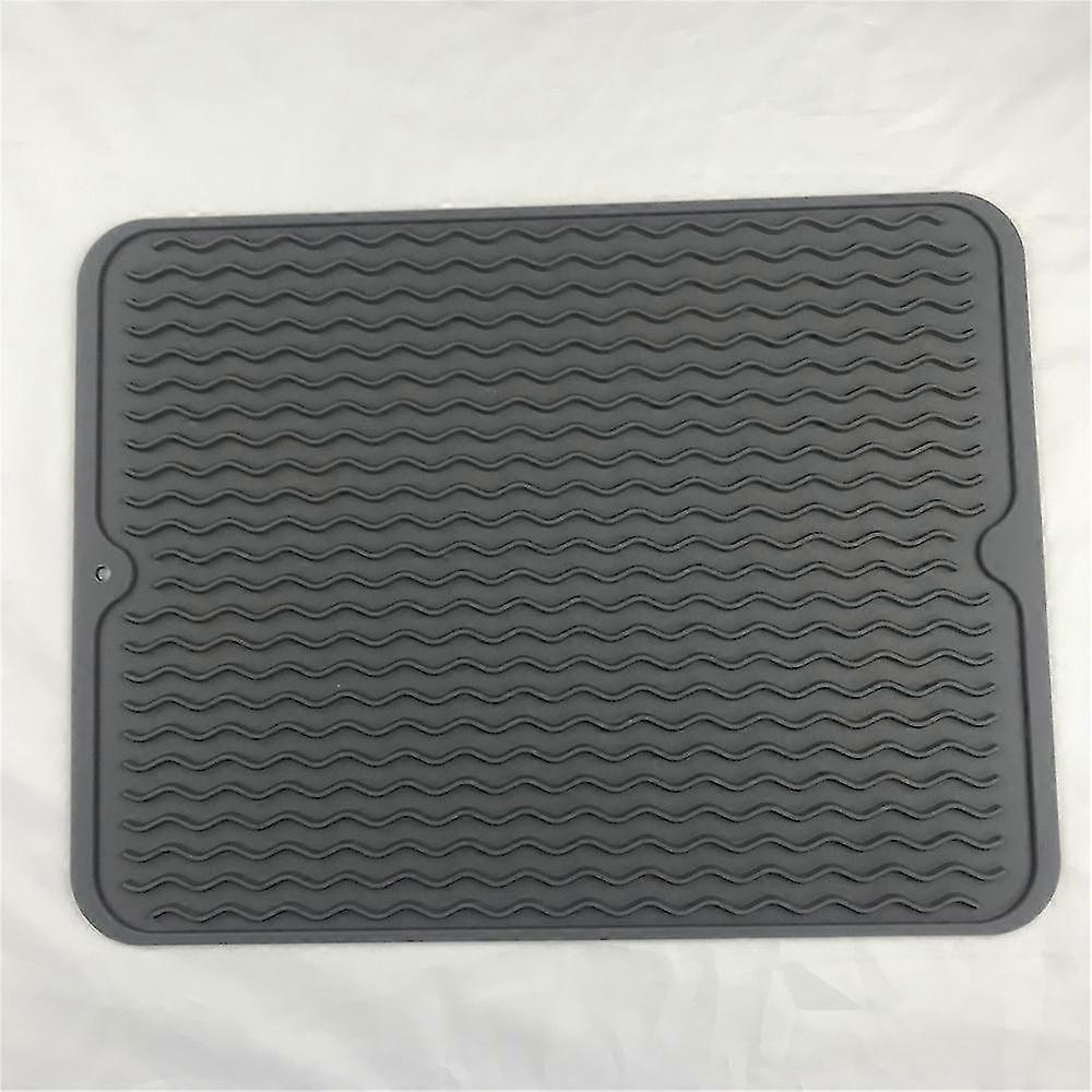 Kitchen Sink Silicone Drying Mat Multifunctional Drain Pad Dish Draining Tray(40*30*0.5cm,gray)