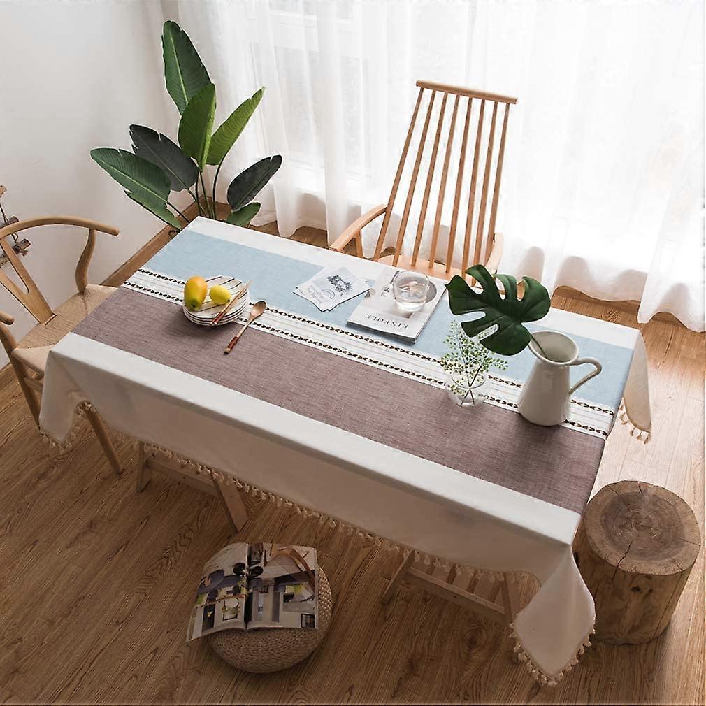 Tovaglia rettangolare in lino Tovaglia Copritavolo in lino di cotone pesante a prova di polvere, 55 x 55 pollici