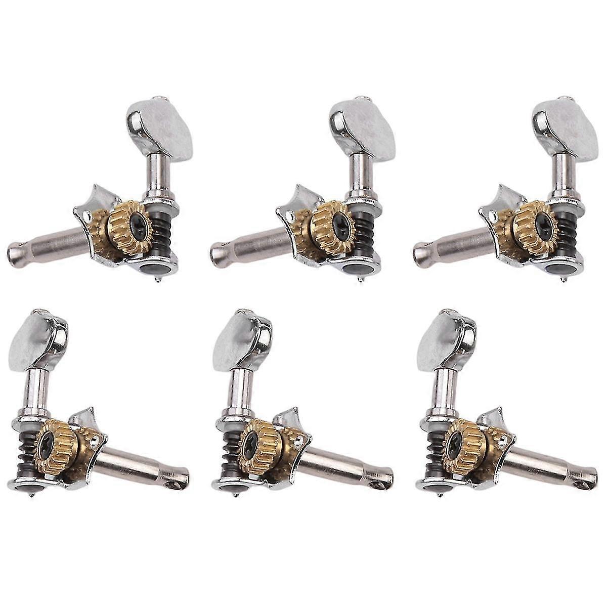 3l3r 6pcs 1:18 Guitar String Tuning Pegs Tuner Machine Heads Knobs Tuning Keys For Acoustic Or Electric Guitar Silver