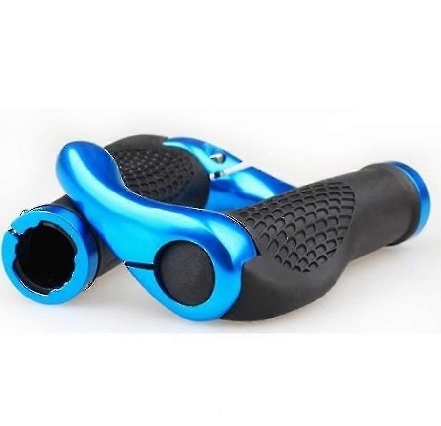 Bicycle Handlebar Grips, Ergonomic Design Rubber Mtb Handlebar Grips With Bar Ends Horns, Comfortable Protector (blue)