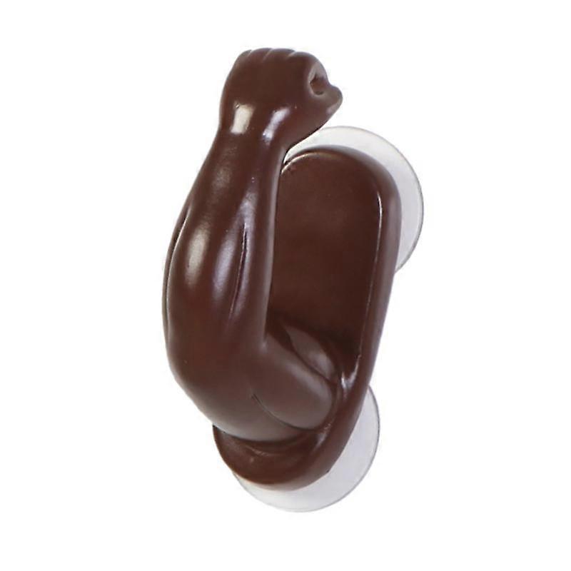 Creative 3D Arm Design Suction Cup Hooks Wall Decoration Hangers Brown