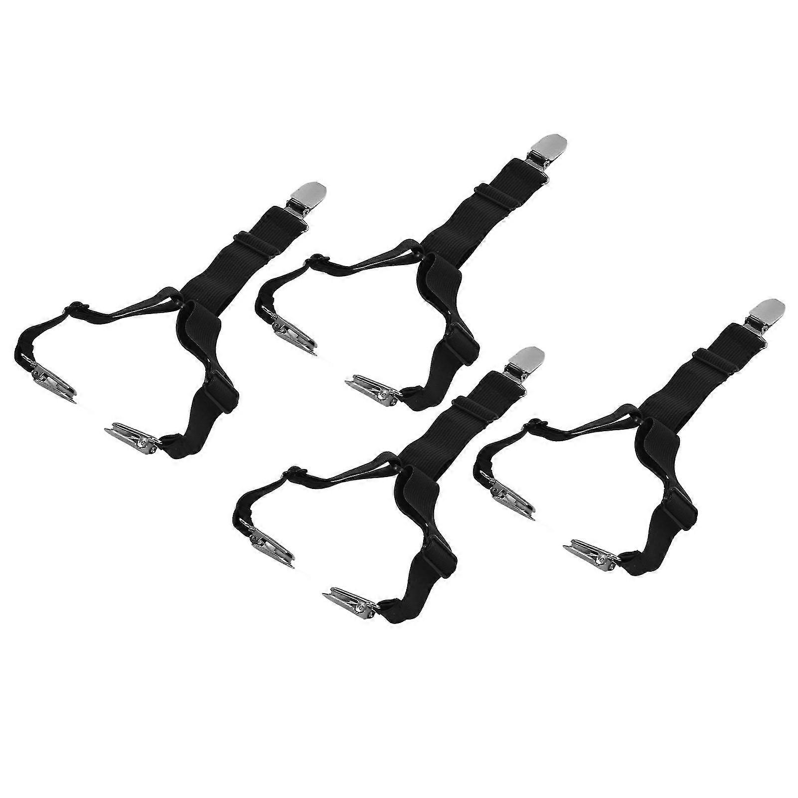 Bed Sheet Fasteners - 4pcs, Adjustable Length, Anti-Slip, Rust Resistant, Simple Operation (Black)