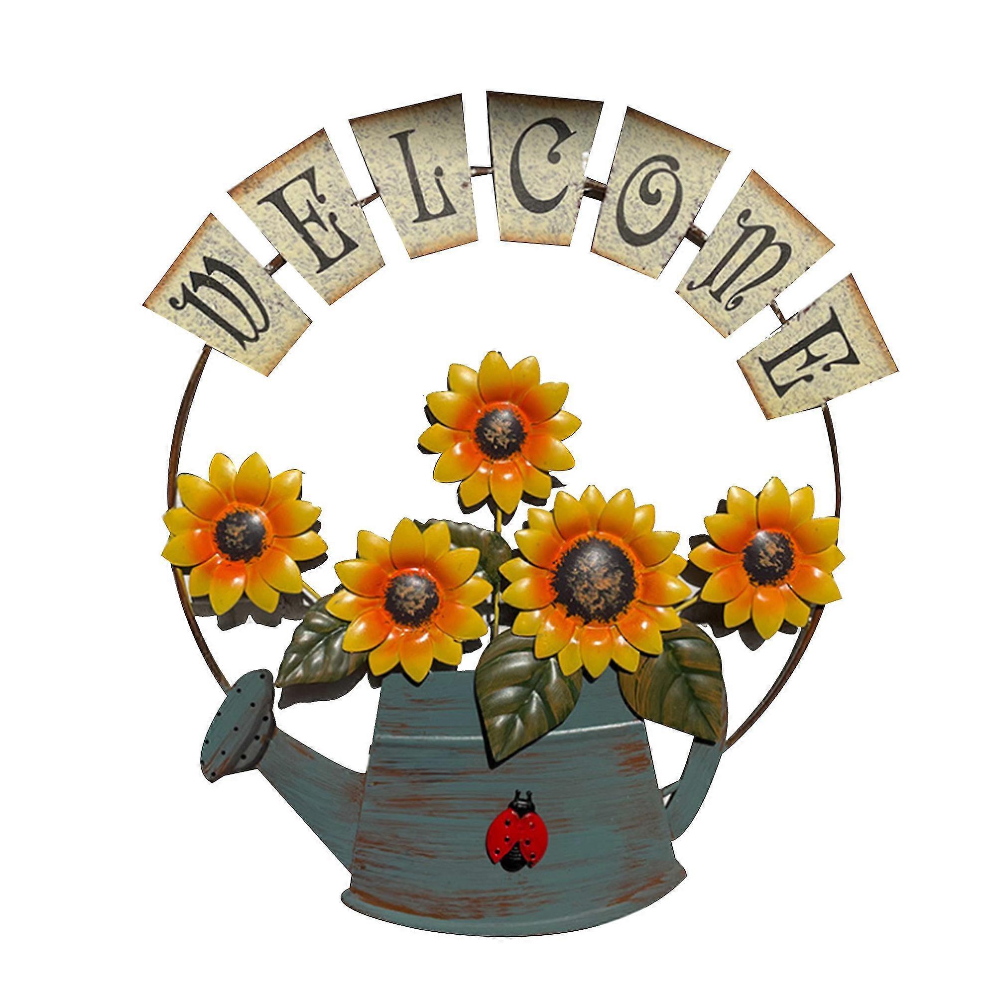 Sunflower Welcome Sign, Front Door Decor Hanging Outdoor