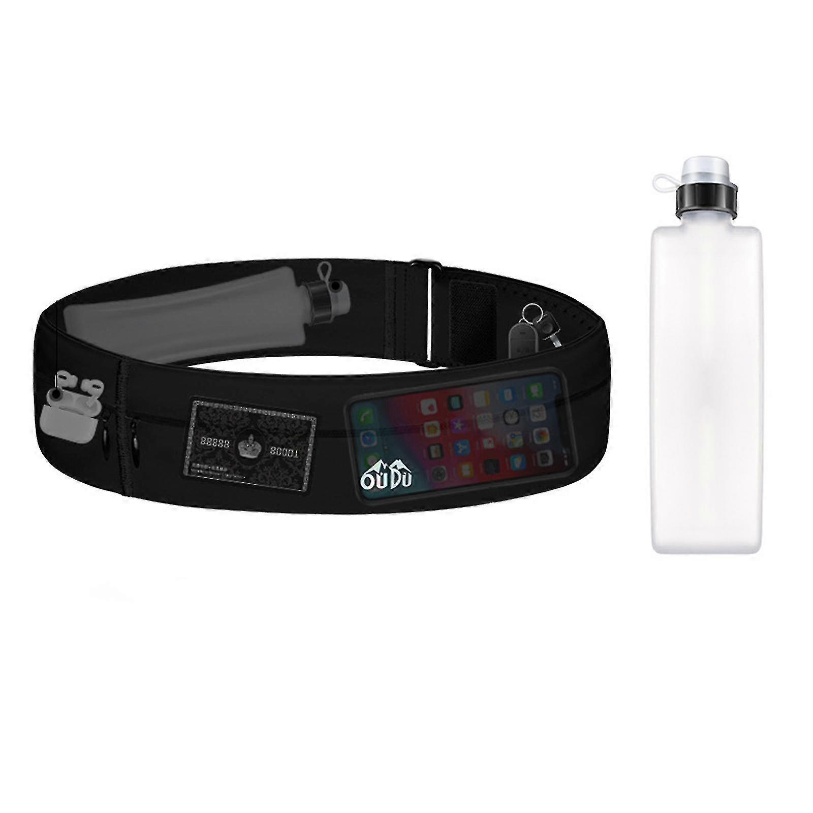 Slim Running Belt With Water Bottle - Sweatproof And Adjustable Waist Bag For Men And Women - Lightweight And Secure Design