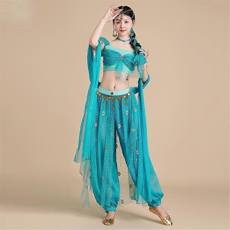 Aladdin Princess Jasmine Cosplay για γυναίκες Ινδική στολή παράστασης χορού της κοιλιάς Απόκριες Αποκριάτικο πάρτι κοστούμι