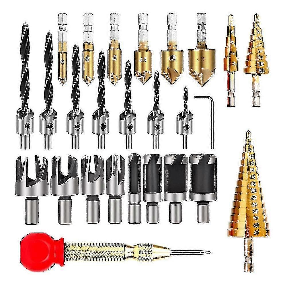 26-pack Woodworking Chamfer Drilling Tools Drill Bits Set