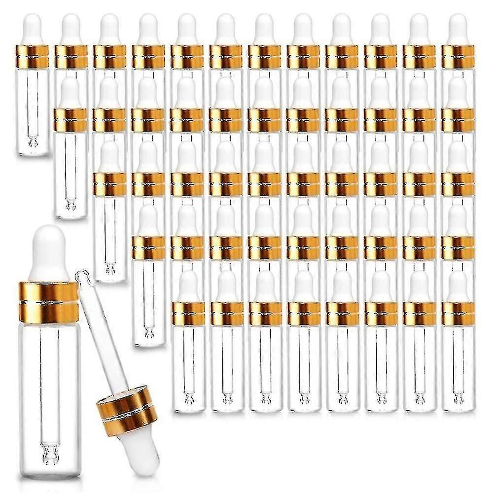 50 Pack 5ml Clear Glass Dropper Bottles, Mini Sample Dropper Bottles For Essential Oils Perfume Cosmetic Liquid