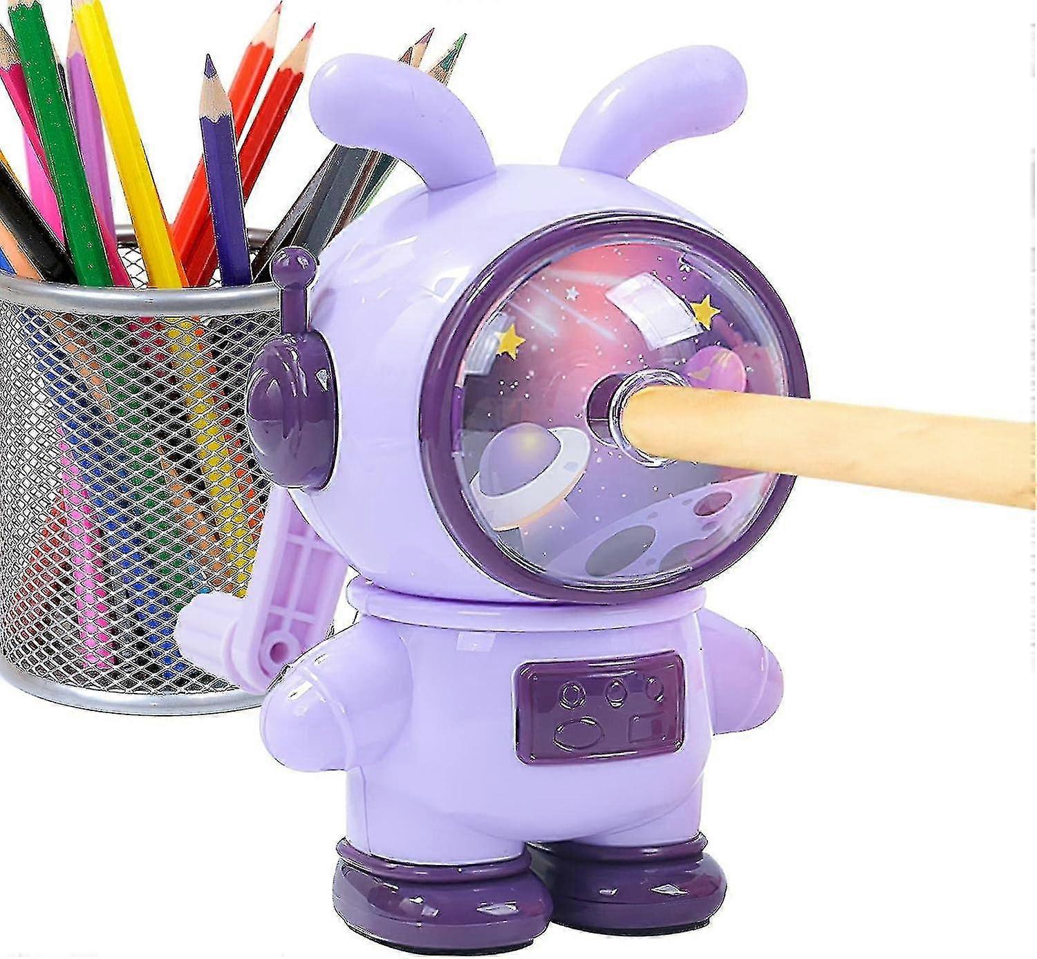Pencil Sharpeners, 3 Gears Adjustable Colored Pencil Sharpener, Space Rabbit Shape High Capacity Shavings Tray, Manual Pencil Sharpener