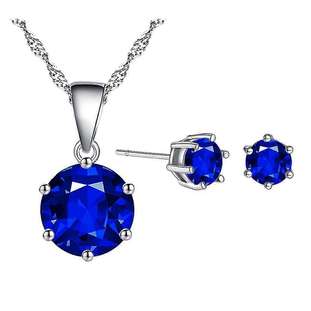 All-match Six Claws, Eight Arrows And Eight Hearts Colored Zircon Earrings Necklace Set