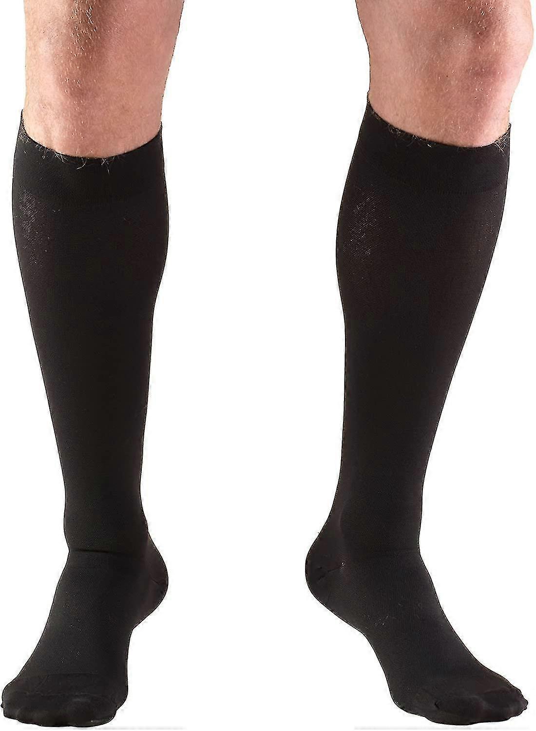 30-40 Mmhg Compression Stockings For Men And Women, Knee High Length, Closed Toe, Black, Large