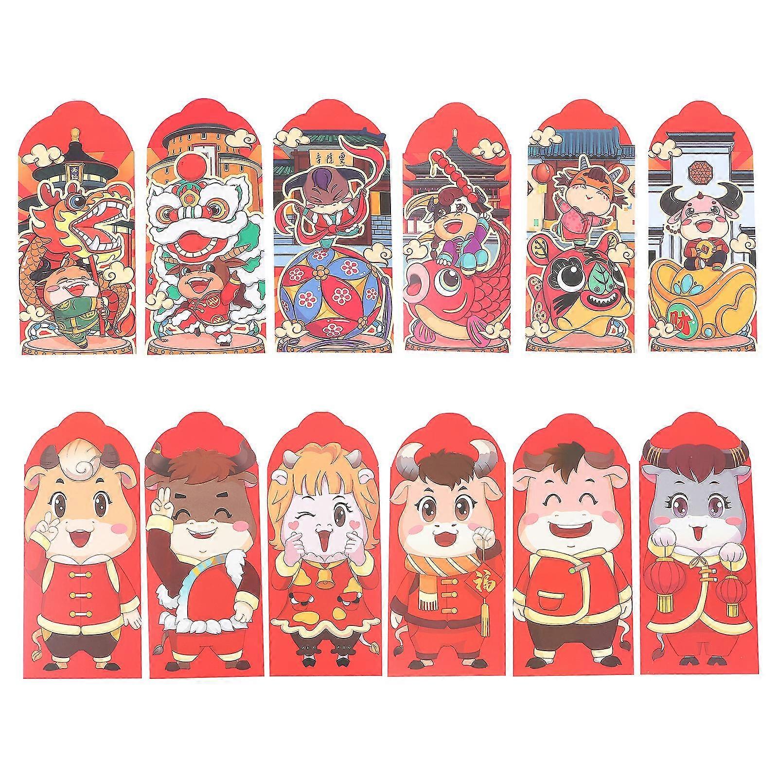 12 Pcs Pocket Wallet Red Pocket Money Envelopes Red Envelope Chinese New Year New Year Red Pocket Chinese Red Packet Banmo