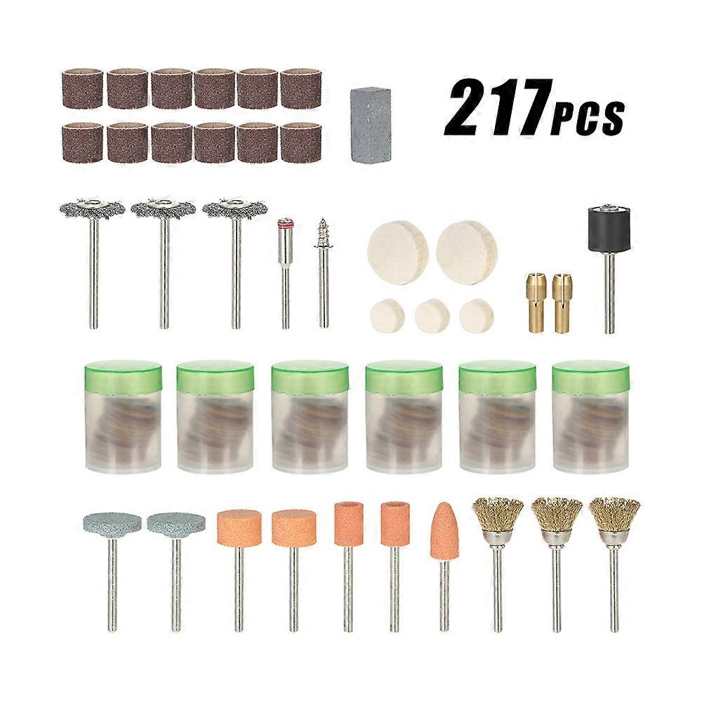 217pcs 1/8-inch Shank Rotary Tool Accessories Set Sanding Grinding Brushing Polishing Bits Accessory Kit with Storage Box for Grinder