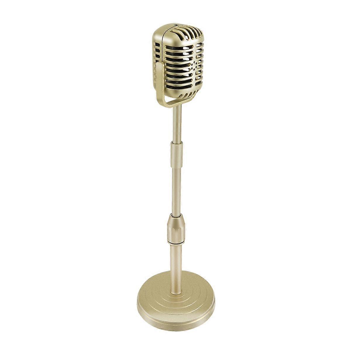 Vintage Desktop Microphone Prop Model with Adjustable Height, Classic Retro Style Microphone Stand