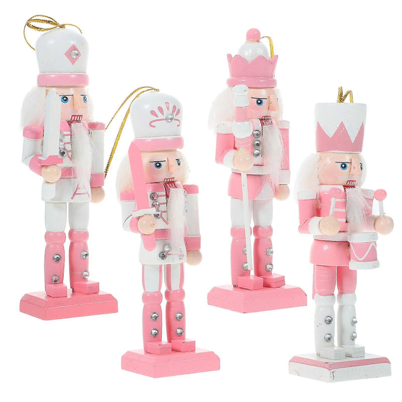 4pcs Christmas Nutcracker Adornments Xmas Hanging Pendants Nutcracker Desktop Decoration