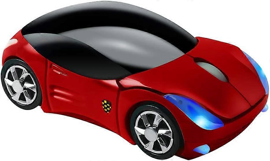 2.4GHz Wireless Mouse Cool 3D Sport Car Shape Ergonomic Optical Mice with USB Receiver for  C Laptop Computer Women Small Hands (Red)