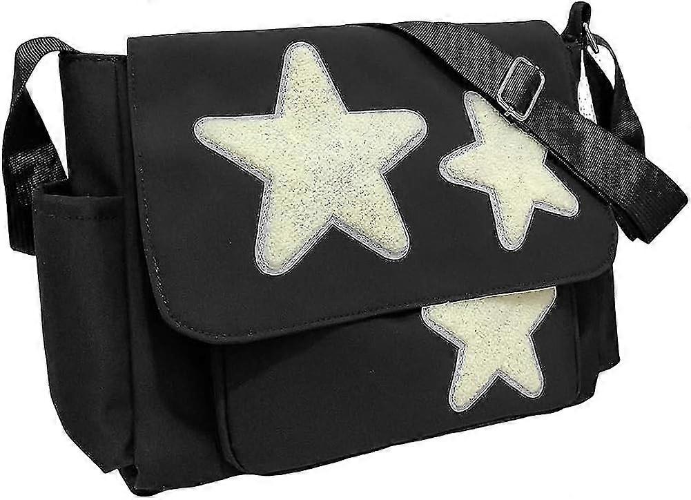Söt Messenger Väska, Estetisk Canvas Crossbody Väska, Y2k Star Axelväska För Kvinnor Flickor Skola
