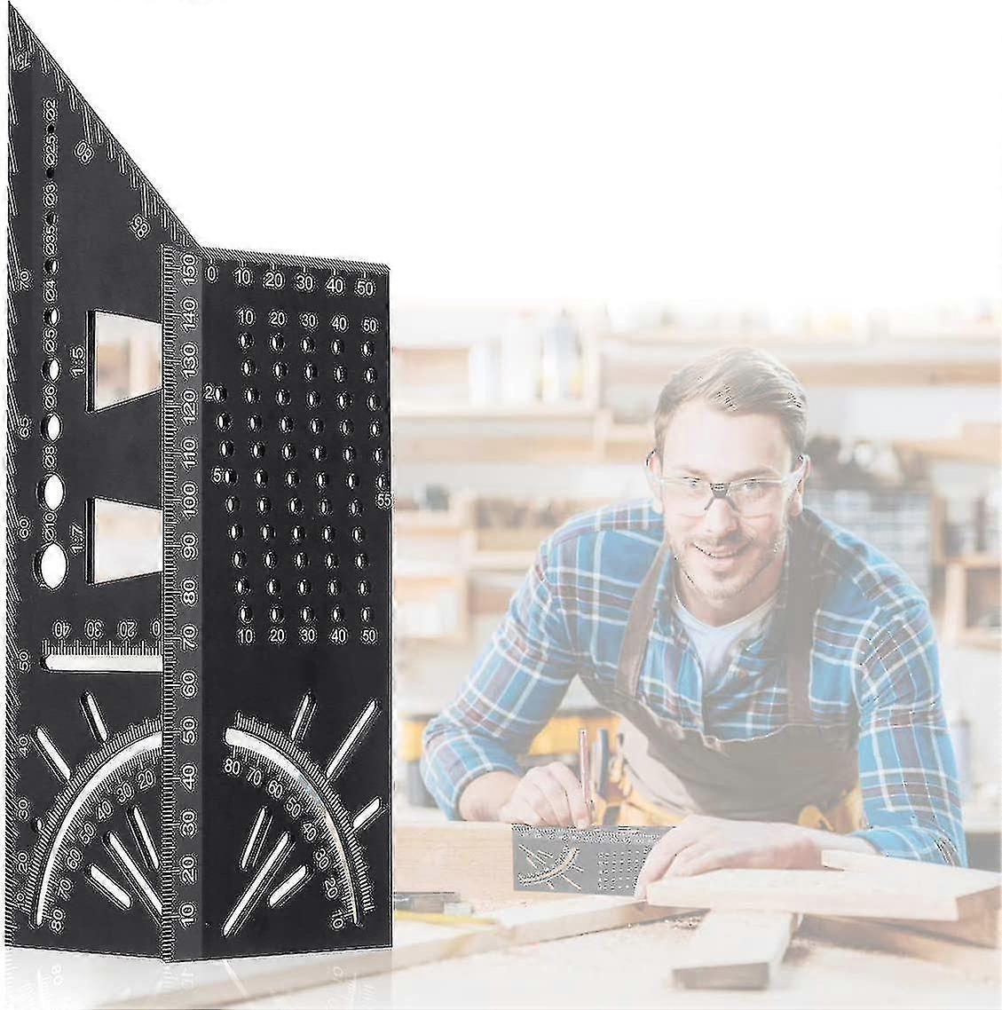 3d Miter Angle Ruler, Multi-function Woodworking Tools Measure Hard Aluminum Alloy Professional Stencil Protractor For Carpenter E
