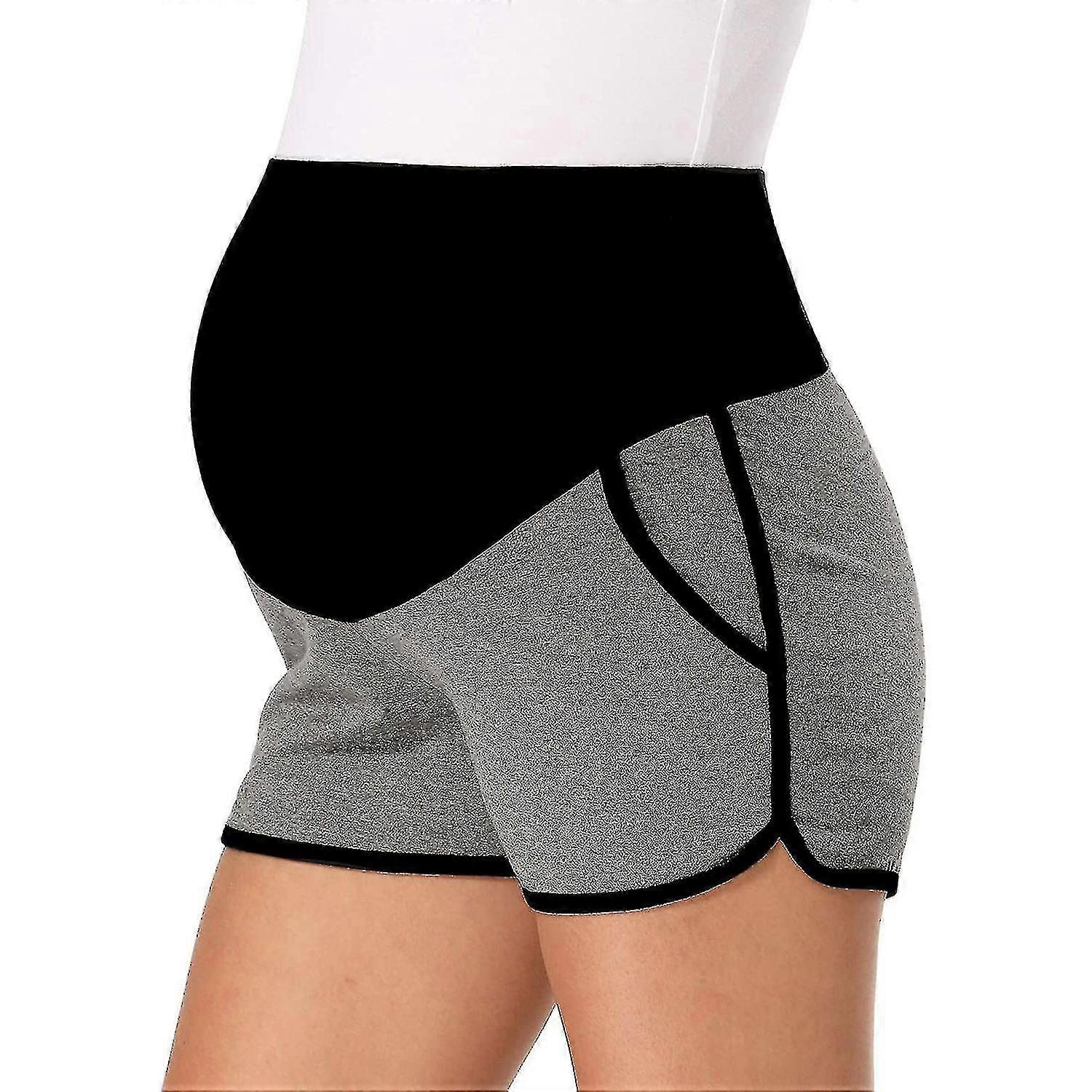Maternity Pants Solid Strip Splicing Skydda Buken Gravid Kvinna Shorts